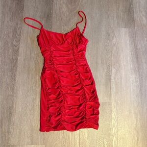Elegant Red Pretty Little Thing Ruched Dress